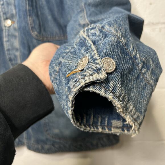 Vintage Polo Country Ralph Lauren Plaid-Lined Denim Chore Coat - Picture 5 of 9